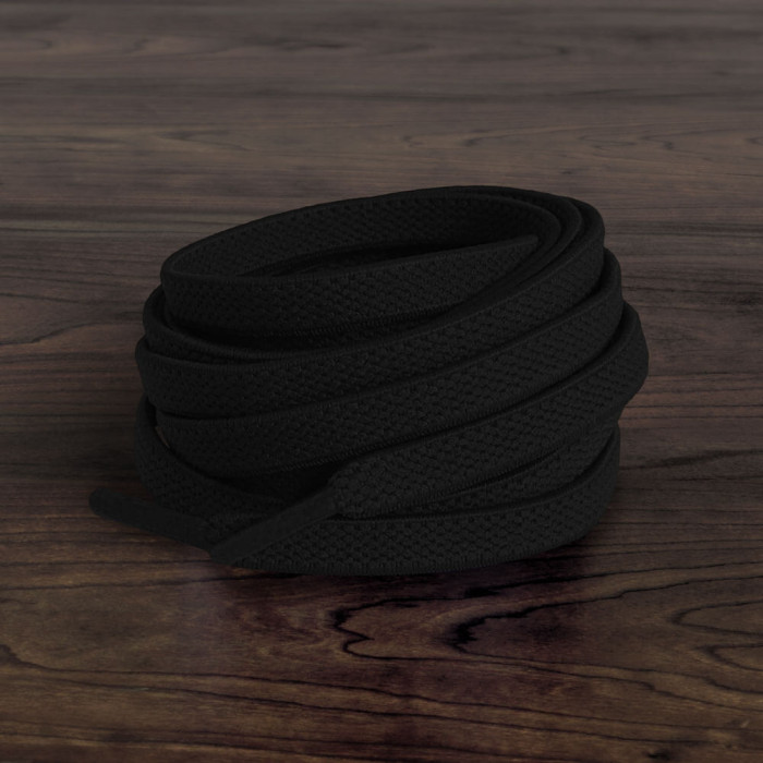 Flade, elastiske snørebånd i sort (no tie)